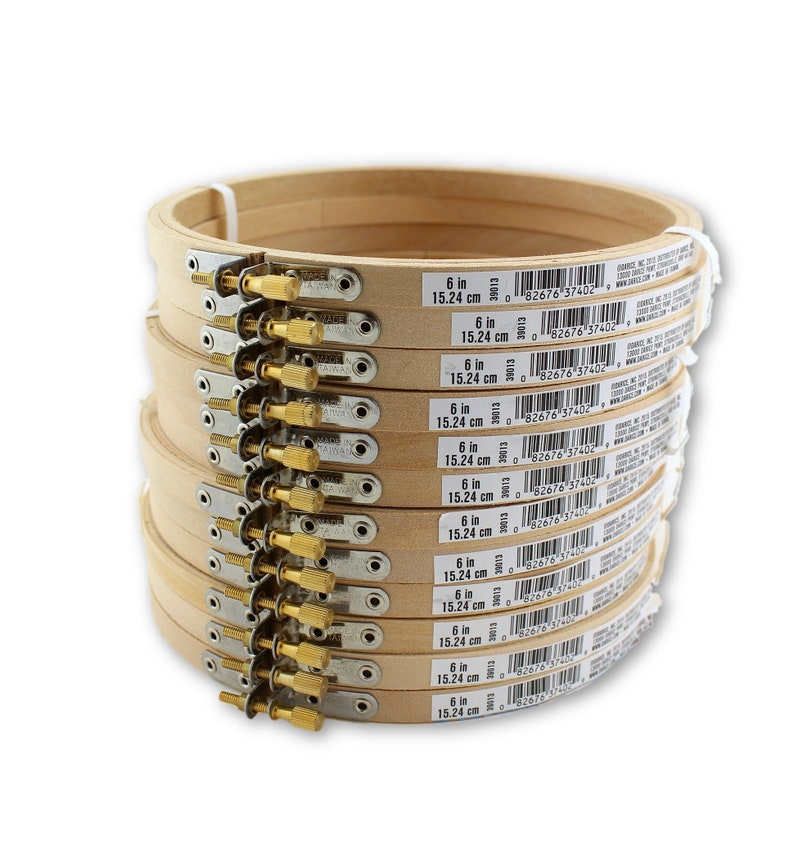 6 Inch Round Wooden Embroidery Hoops Bulk Whole 12 Pieces Image 0