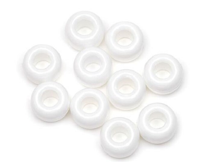 9mm Opaque White Pony Beads Bulk 1,000 Pieces