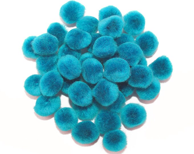 0.5 inch Turquoise Tiny Craft Pom Poms 100 Pieces