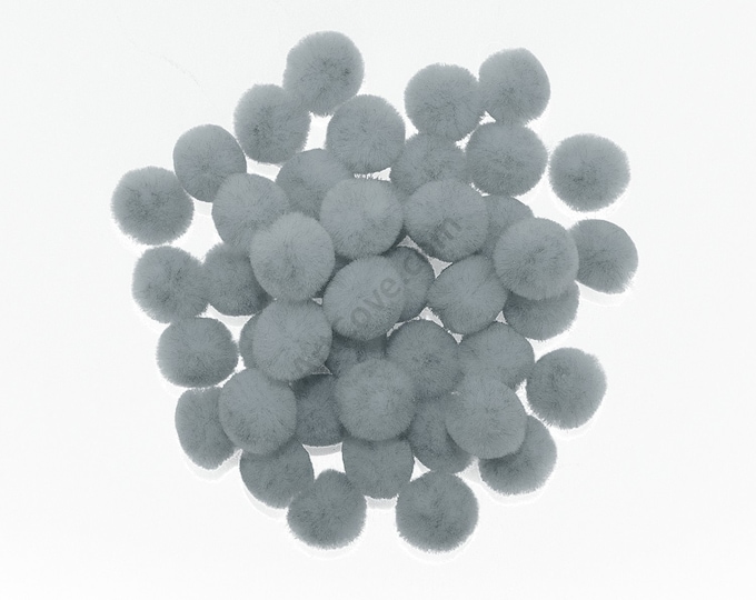 0.5 inch Grey Tiny Craft Pom Poms 100 Pieces
