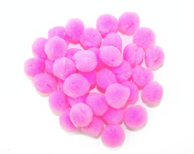 0.5 inch Pink Tiny Craft Pom Poms 100 Pieces