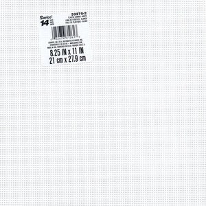 May include: White plastic canvas, 14 count, 8.25 inches by 11 inches, 33275-2