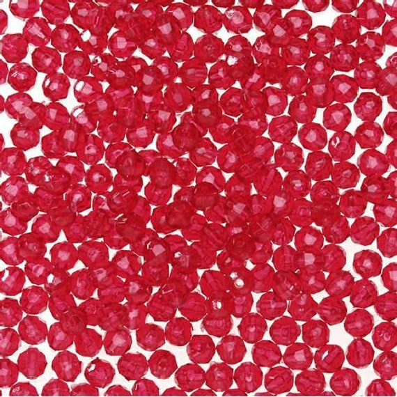 8mm Faceted Plastic Beads Transparent Christmas Red Bulk 1 000