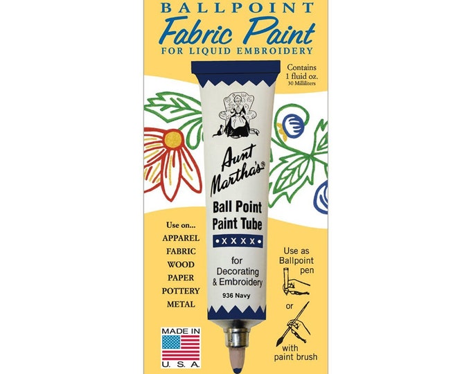 Navy Aunt Martha's Ballpoint Embroidery Fabric Paint Tube Pens 1 oz