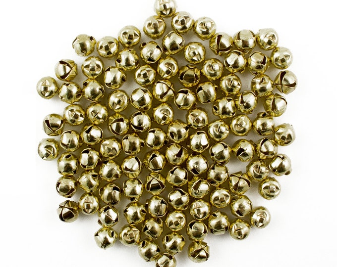 6mm Tiny Miniature Gold Jingle Bells Bulk Craft Charms 100 Pieces