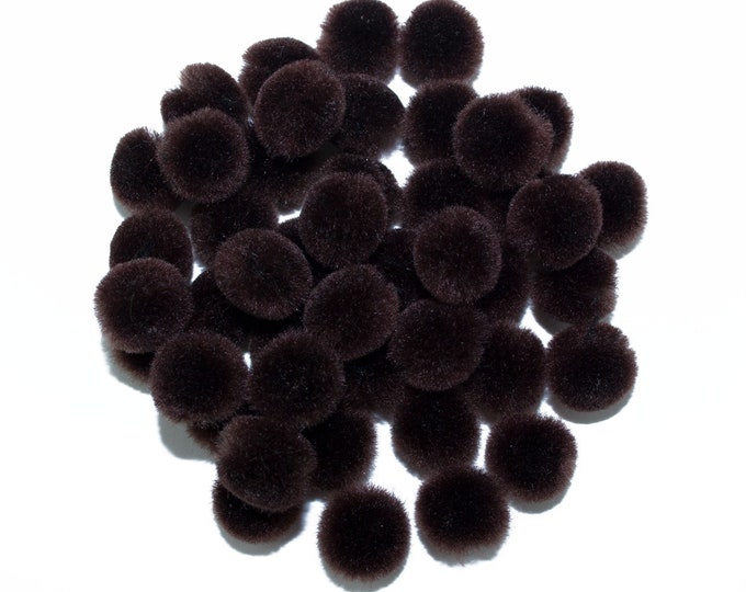 0.5 inch Brown Tiny Craft Pom Poms 100 Pieces