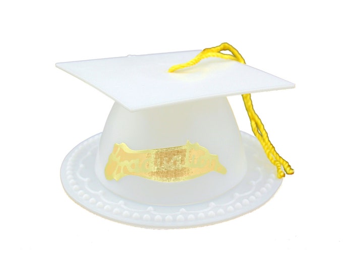 White Graduation Cap Favor Box 3.5 Inch Graduation Favor 12 Pieces