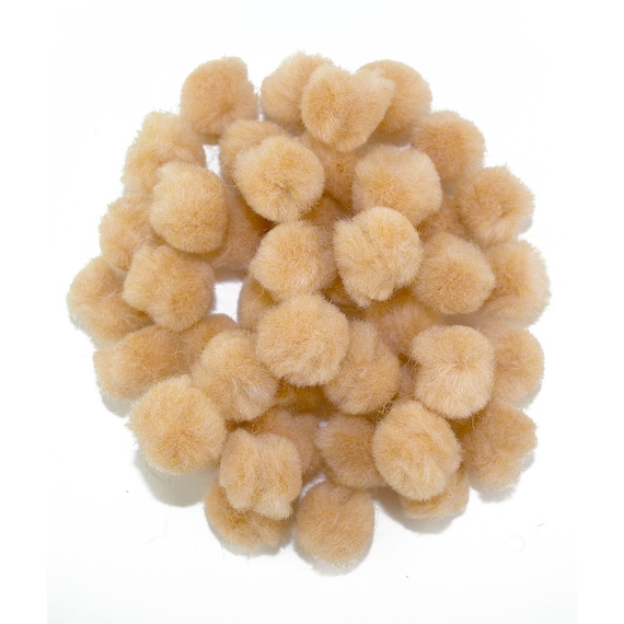 0.75 Inch Beige Mini Craft Pom Poms 100 Pieces 