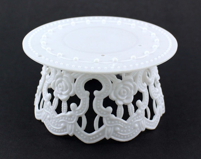 4.5 Inch White Plastic Ornament Base For Cake Topper Base & Favors 12 Pieces