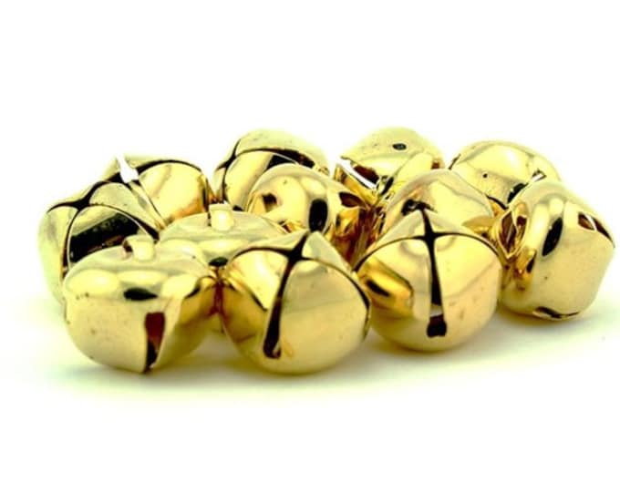 1 Inch Gold Craft Jingle Bells Charms 36 Pieces