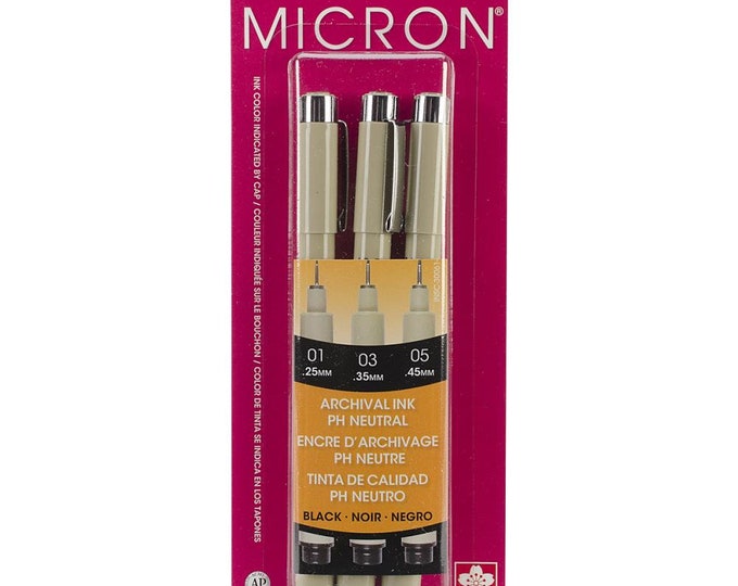 Pigma Micron Pens Black Assorted Sizes 3 Pieces 30061