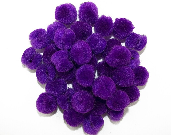 0.5 inch Purple Tiny Craft Pom Poms 100 Pieces
