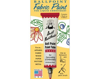 Brick Red Aunt Martha's Ballpoint Embroidery Fabric Paint Tube Pens 1 oz