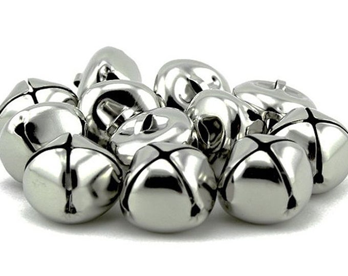 1.5 Inch 36mm  Extra Large Giant Jumbo Silver Craft Jingle Bells 2 Pieces