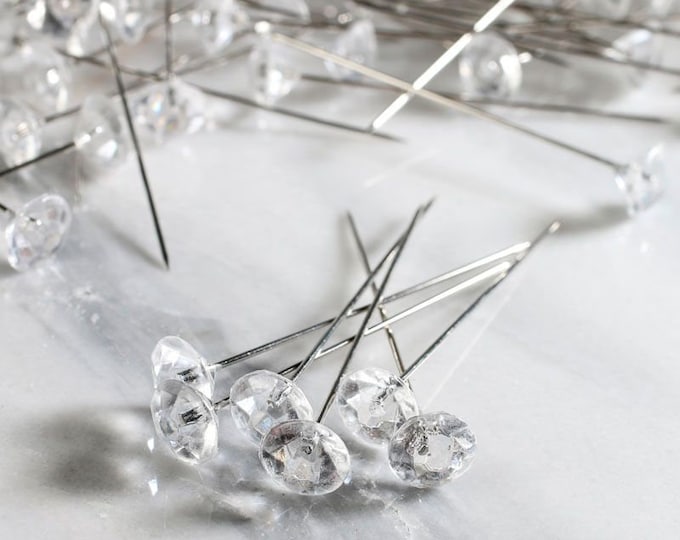 1.5 inch Clear Diamond Corsage Pins 144 Pieces