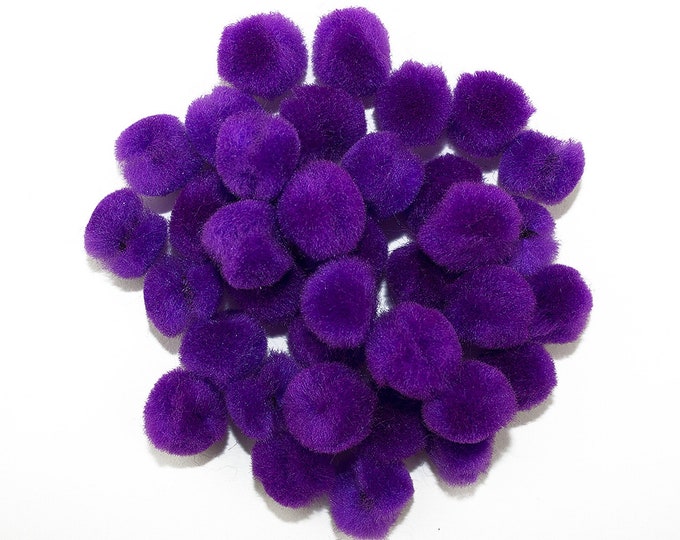 0.75 inch Purple Mini Craft Pom Poms 100 Pieces