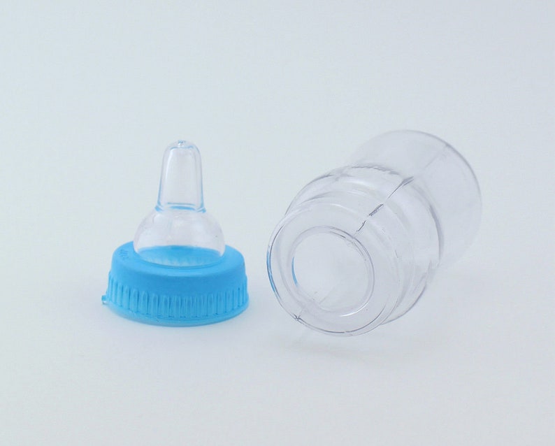 4.25 Inch Fillable Plastic Mini Baby Bottles Bulk Blue Cap 24 Etsy