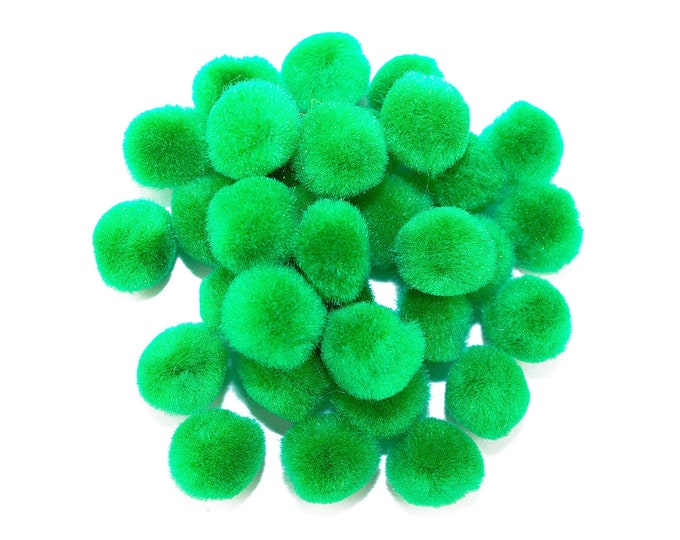 0.5 inch Neon Green Tiny Craft Pom Poms 100 Pieces