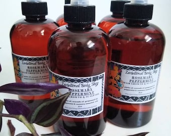 Rosemary Peppermint Hair Scalp for growth, softness, sheen, and healthy condition to hair, scalp, and body.  Scented with essential oils.