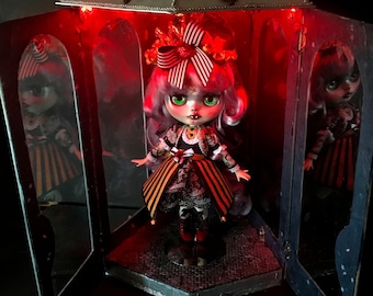 Custom Blythe OOAK, Vampire doll with Display box, custom spooky blythe display case, Blythe custom art doll,  Blythe custom doll for sale