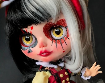 OOAK Custom Blythe doll, Blythe doll with poker style, Blythe alice in wonderland style, Blythe custom art doll, Blythe ooak custom doll