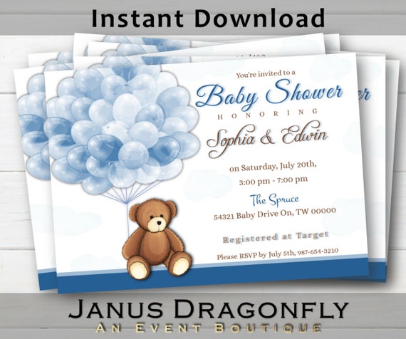 teddy bear baby shower invitations online