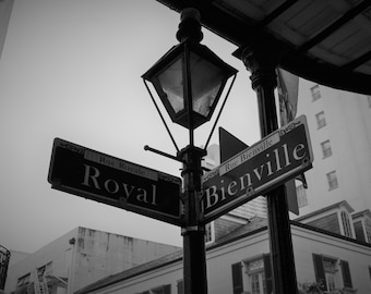 New Orleans Photography, Royal Street, New Orleans, LA., Black and White Photography, Street signs, New Orleans Decor