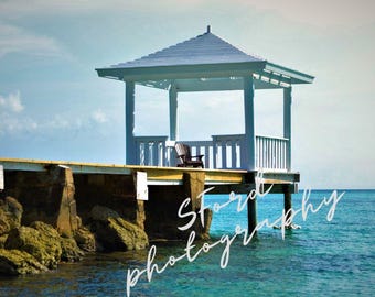 Bahamas Photography, Caribbean Photography, Bahamas, Beach decor, Tropical decor, Gazebo, Ocean