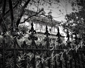 Garden District, New Orleans, Lousiana, Gothic prints, Fleur De Lis, New Orleans Photography, Black and White New Orleans