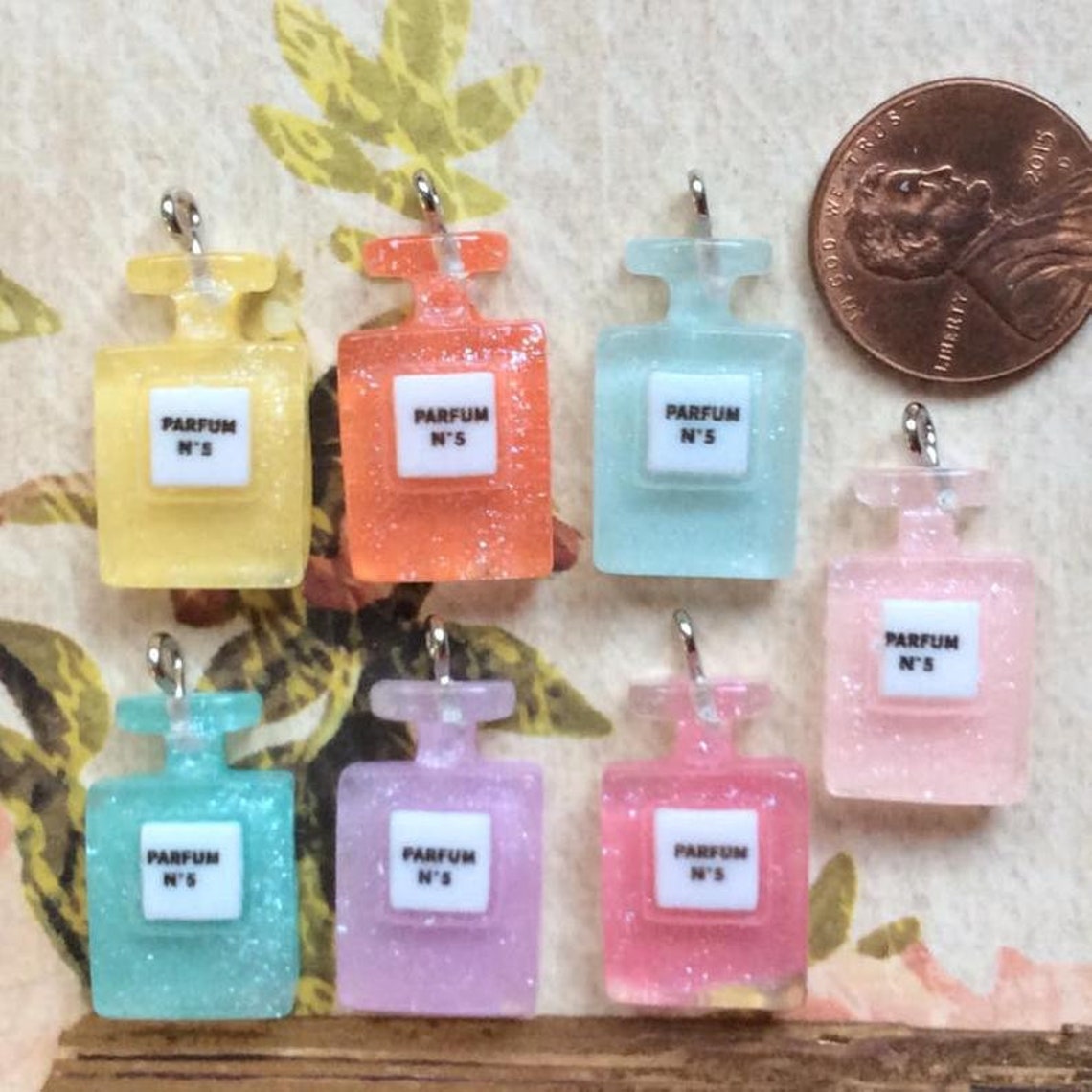 Set of 5 Glitter Kawaii Bottles of Perfume Charms/Miniature Etsy