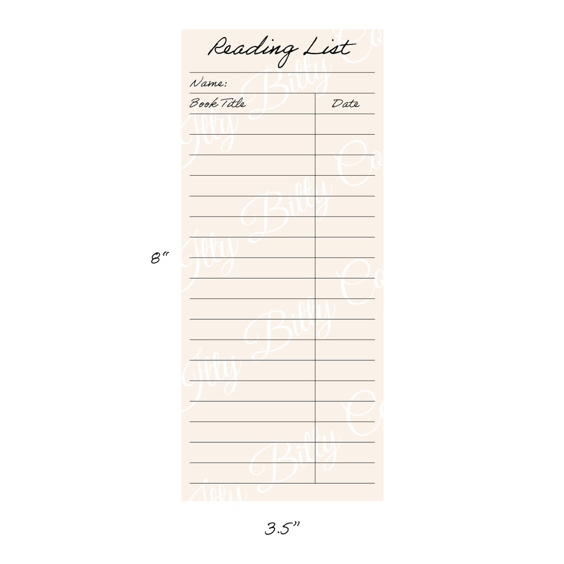 Printable Bookmark Template | Reading List Bookmark | Library Card ...