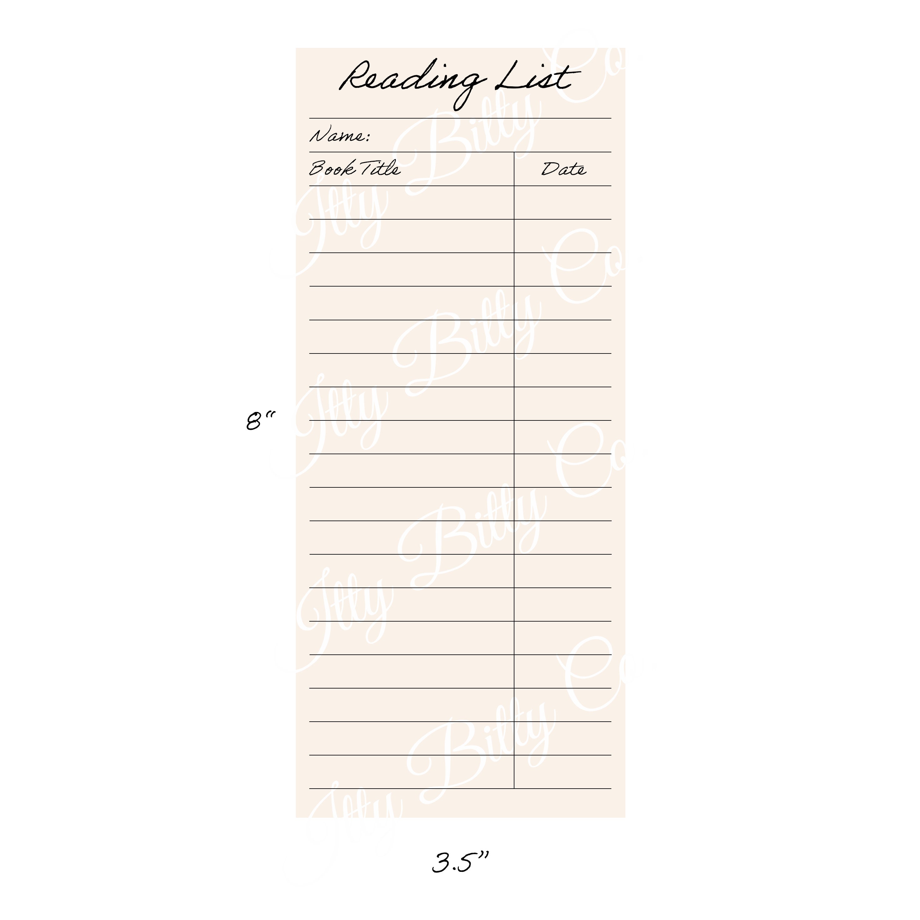 Printable Bookmark Template | Reading List Bookmark | Library Card ...