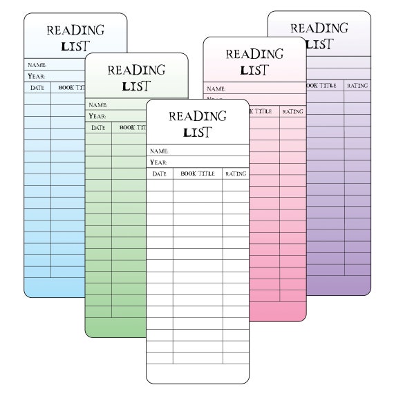 Printable Bookmark Template Reading List Bookmark Library - Etsy