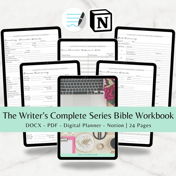 Writer's Complete Series Bible Workbook - Author Planner - Author Workbook - Writing Planner - Book Writing - Notion Template