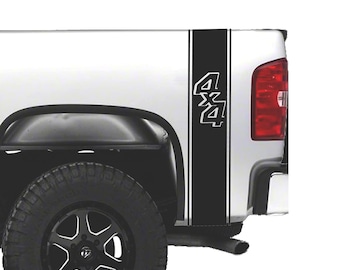 4x4 Racing Stripes Decal Set for Trucks Bedside , Universal Fit any Truck Rear Bed Side Graphics