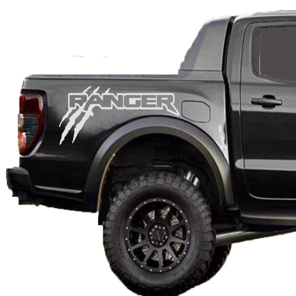 Ford Ranger Outline 2X Rear Bedside Decals Vinyl for Ford Ranger 2019-2023 Claws Truck bed Graphics Scratch sticker Set