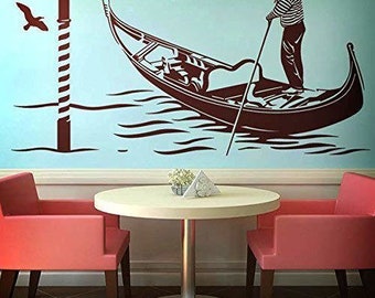 Venice Italy Gondola Wall Vinyl Decal Love Romance home Mural decor Art  Italy Landscape