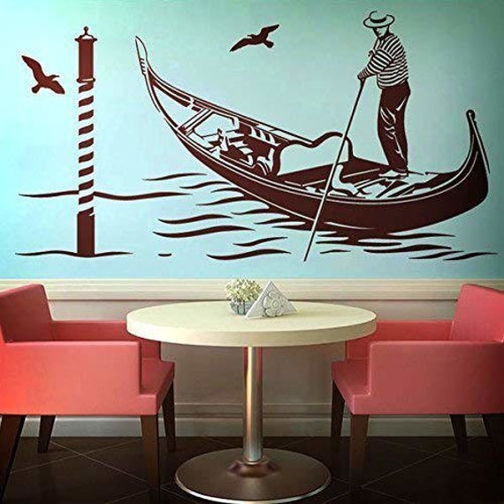 Venice Italy Gondola Wall Vinyl Decal Love Romance home Mural decor Art  Italy Landscape