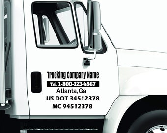 Custom Box Truck Door Vinyl Decals - Company Name & DOT Lettering Stickers for Large Fleet Trucks (Set of 2) Reflective Material