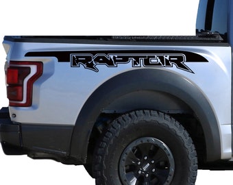 Ford raptor bed decals sticker svt distress outline side graphics letters truck bed bedside decal set