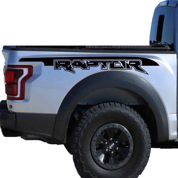 Ford raptor bed decals sticker svt distress outline side graphics letters truck bed bedside decal set