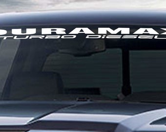 Duramax Windshield Decal Turbo Diesel Banner Sticker 4.5" x 40" Any Color: (Gloss White, 4.5" x 40") (White)