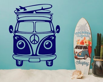 Surfing Bus Vintage Wall Art Decal Home decor stickers art graphics bedroom murals