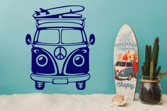 Surfing Bus Vintage Wall Art Decal Home decor stickers art graphics bedroom murals