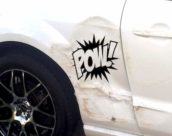 Funny car Accident dent fix - Pow Decal Vinyl Hitting Cars Truck Window Sticker Batman car car dent fix in Fixer Repair and Scratches Cost D