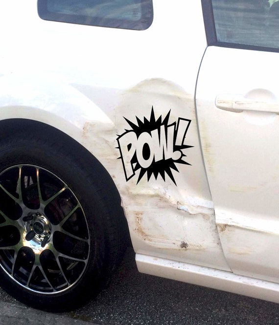 Funny car Accident dent fix - Pow Decal Vinyl Hitting Cars Truck Window Sticker Batman car car dent fix in Fixer Repair and Scratches Cost D