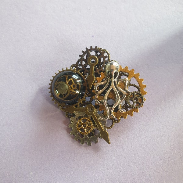 Broche steampunk octopus