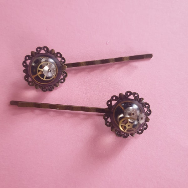 Barrettes tiges à cheveux cabochon steampunk