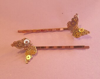 Invisible steampunk butterfly barrettes