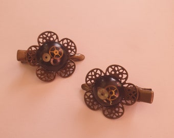 Steampunk Haarspangen "Blumen"